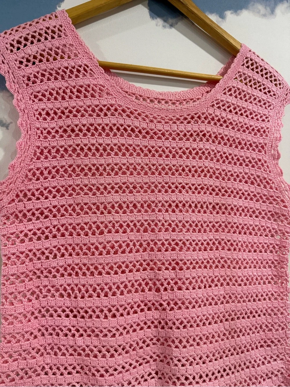 Pink Crochet Sleeveless Knit Top - Picture 3 of 9